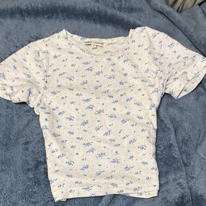 Goddess Short Sleeve Tee with Blue Floral Pattern